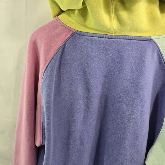 Teddy Fresh Hoodie Mens XL Pink Purple Sweatshirt Colorblock Heavyweight - Picture 8 of 13